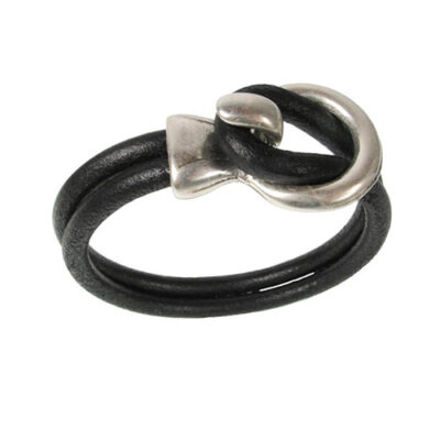 Men’s Leather Bracelet Lasso Circle Hook- 8″